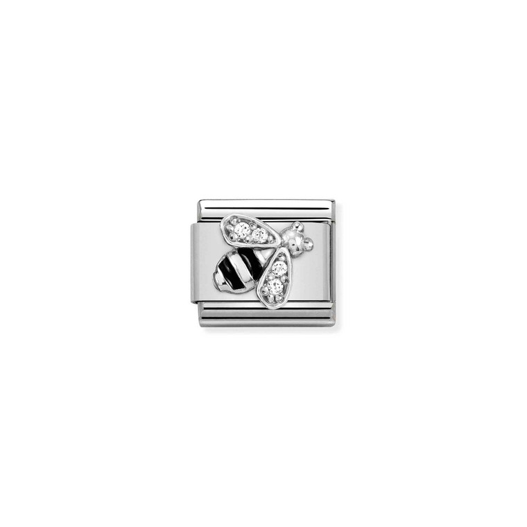 COMPOSABLE CLASSIC SYMBOLS STAINLESS STEEL, ENAMEL, CUBIC ZIRCONIA AND 925 STERLING SILVER BEE