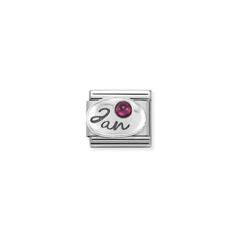 COMPOSABLE CLASSIC SYMBOLS IN STEELSTEEL, 925 STERLING SILVER AND STONES JANUARY GARNET