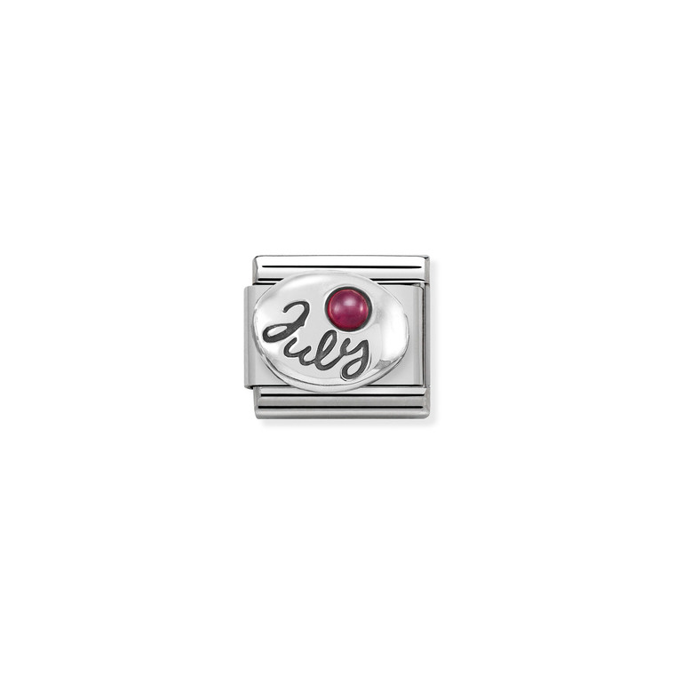 COMPOSABLE CLASSIC SYMBOLS IN STEELSTEEL, 925 STERLING SILVER AND STONES JULY RUBY