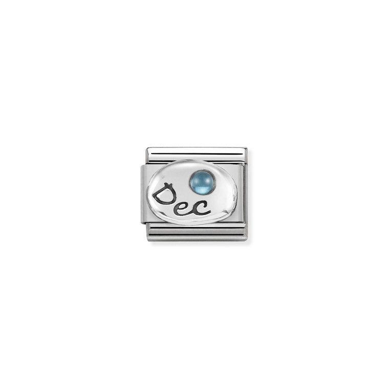 COMPOSABLE CLASSIC SYMBOLS IN STEELSTEEL, 925 STERLING SILVER AND STONES DECEMBER LIGHT BLUE TOPAZ