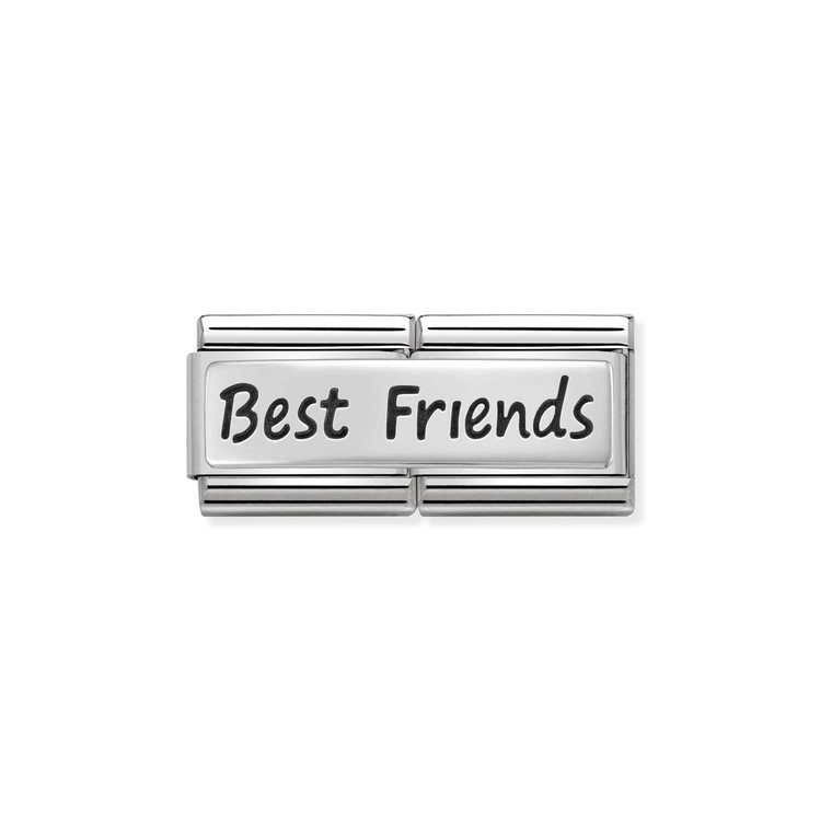 COMPOSABLE CLASSIC DOUBLE ENGRAVED STEEL AND 925 STERLING SILVER CUSTOM BEST FRIENDS