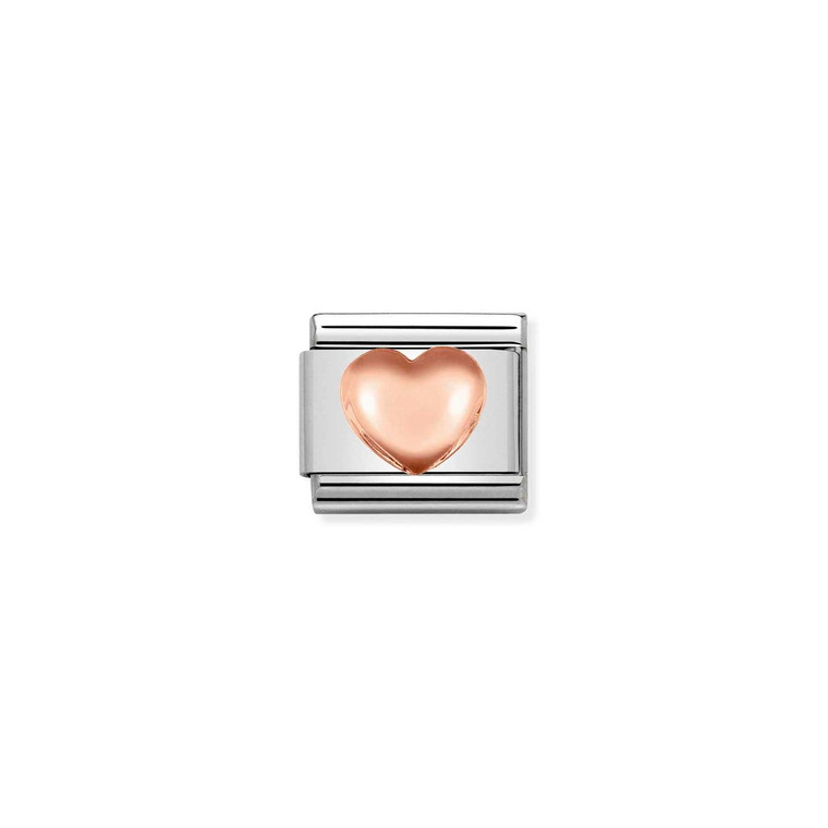 COMPOSABLE CLASSIC SYMBOLS STEEL AND 9K ROSE GOLD RAISED HEART