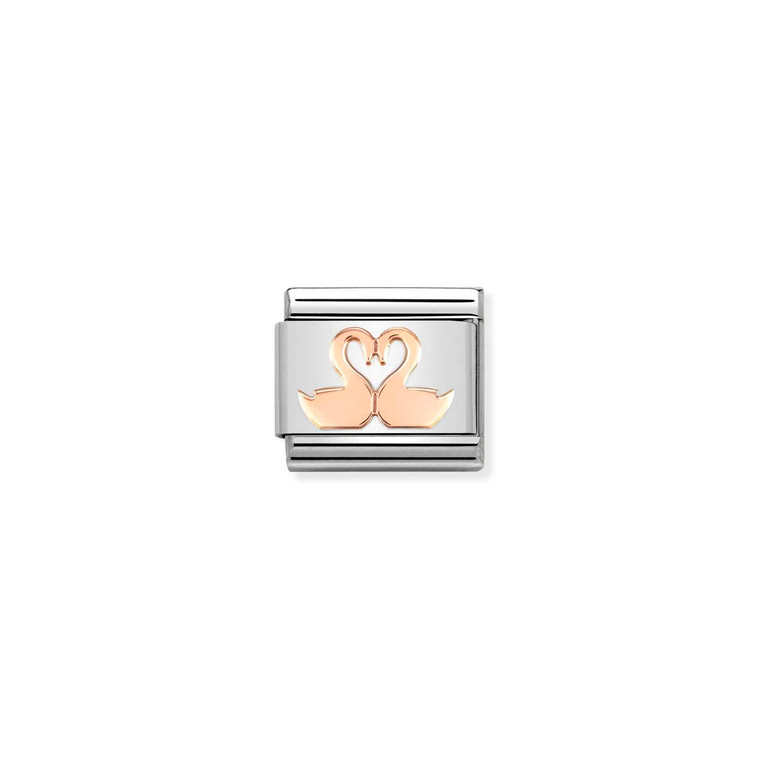 COMPOSABLE CLASSIC SYMBOLS STEEL AND 9K ROSE GOLD SWANS