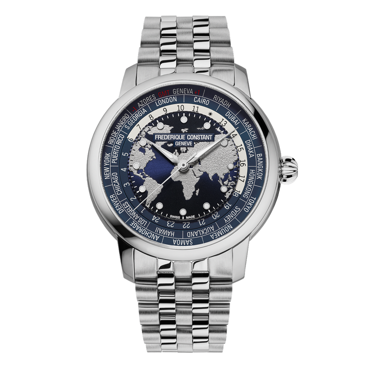 Frederique Constant Classics Worldtimer Manufacture 40 mm Automatic Blue Dial Bracelet Watch [FC-719NN3H6B]