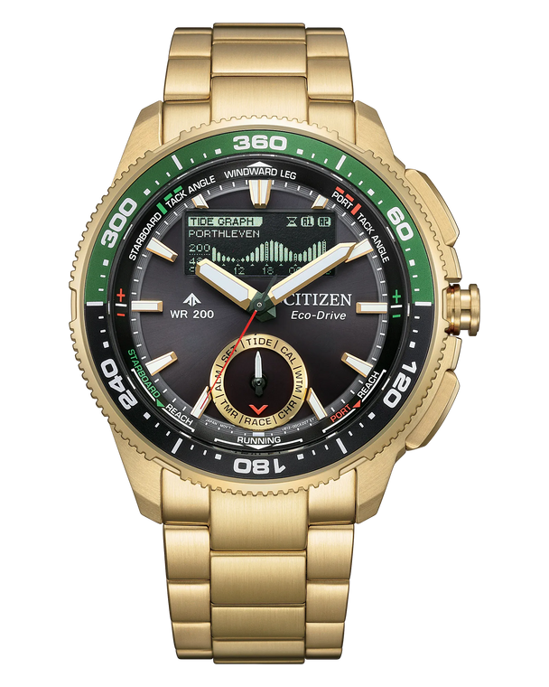 Citizen Promaster Marine WaveTracker Eco-Drive Yacht Timer 42 mm Black Dial, Gold PVD [JV3002-51E]