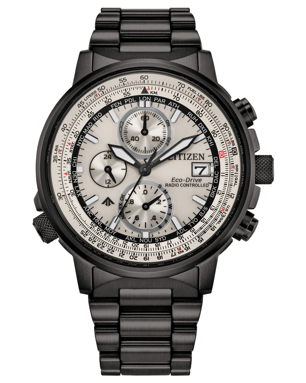 Citizen Promaster Navihawk A-T Atomic Timekeeping 41 mm Silver-Tone Dial Bracelet Watch [AT8304-57A]