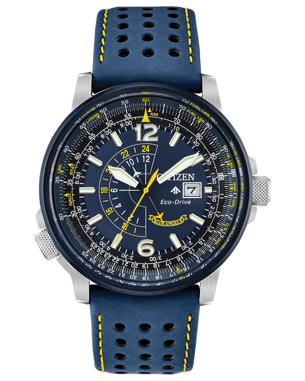 Citizen Promaster Nighthawk GMT Eco-Drive 42 mm Blue Dial Leather Strap Watch [BJ7007-02L]