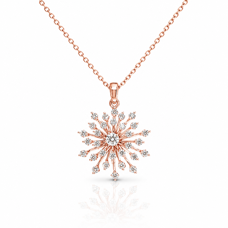 VERA Couture Floral Diamond Necklace 0.88 CTW Lab-Created Diamonds 14K Rose Gold [LGD2093PC]
