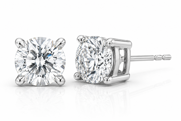 VERA Classic 1.00 CTW Lab-Created Diamond Stud Earrings 14K White Gold [DS-100.14]