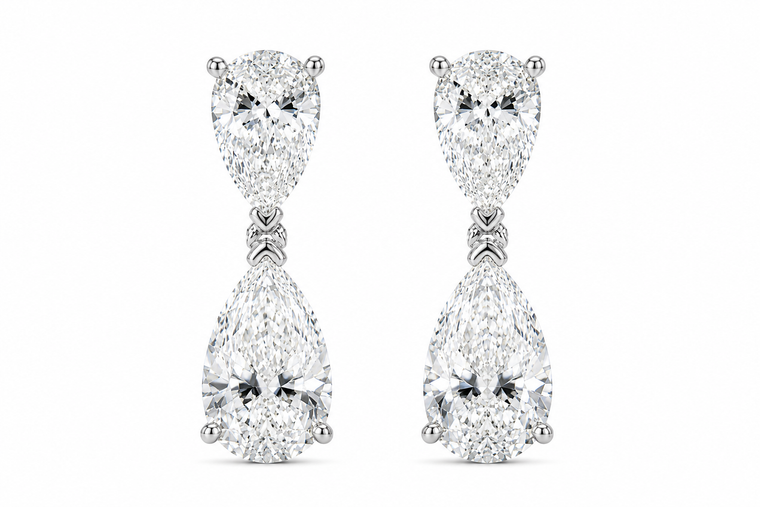 VERA Couture Pear Shape Diamond Drop Earrings 5.14 CTW Lab-Created Diamonds 14K White Gold [DS-514PD]