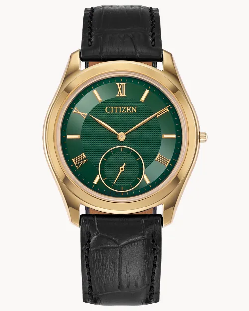 Citizen Eco-Drive One Ultra-Thin Green Dial Crocodile Strap 36.6 mm [AQ5022-02W]
