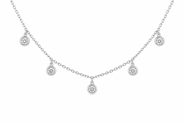 VERA Classic Diamond Station Necklace 0.38 CTW, 14K White Gold
