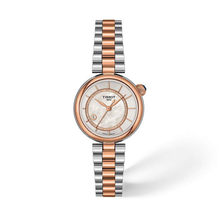 Tissot Désir Automatic 28 mm White Mother-of-Pearl Dial Two-Tone Steel & Rose Gold PVD Bracelet [T152.207.22.111.00]
