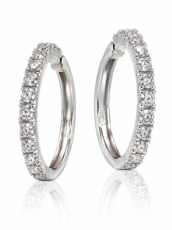 VERA Classic 10K White Gold Diamond Hoop Earrings 22 mm | 1.00 CTW Lab-Grown Diamonds