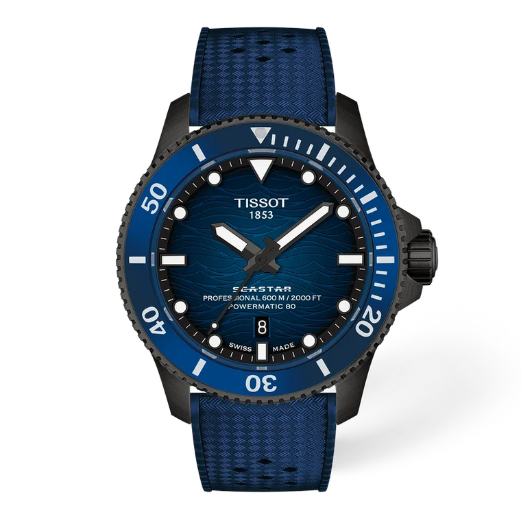 Tissot Seastar 2000 Professional Powermatic 80 46 mm Blue Gradient Dial Black PVD Case Rubber Strap [T120.907.37.041.00]