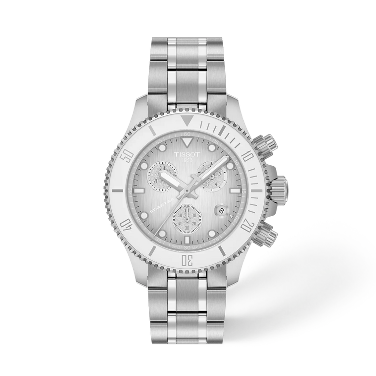 Tissot Seastar 1000 Chronograph 38 mm White Gradient Dial Stainless Steel Bracelet [T120.217.11.011.00]
