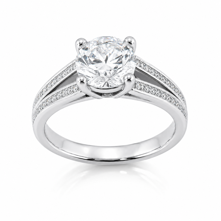 VERA Couture Platinum Round Brilliant Lab-Grown Diamond Engagement Ring 3.61 CTW [PT950]
