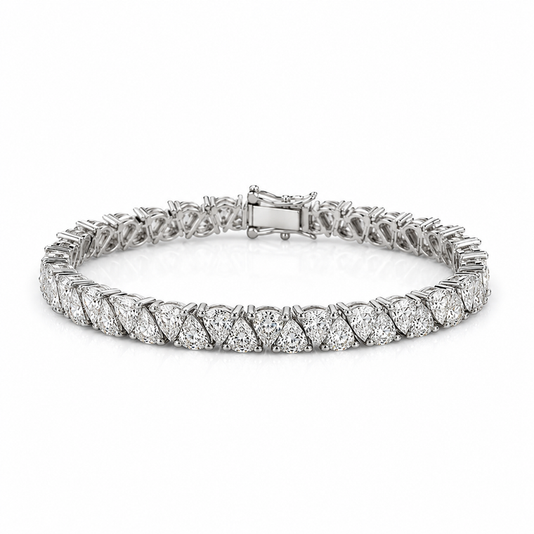 VERA Couture 14K White Gold Pear-Shaped Lab-Grown Diamond Tennis Bracelet 16.91 Carats