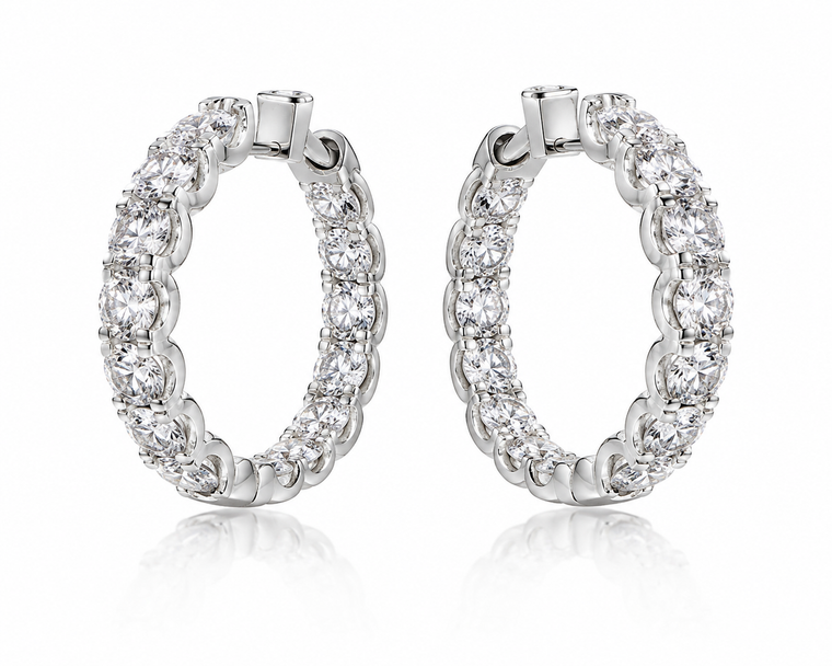 VERA Diamonds Lab-Grown Diamond Hoop Earrings 2.20 CTW 18 mm 14K White Gold