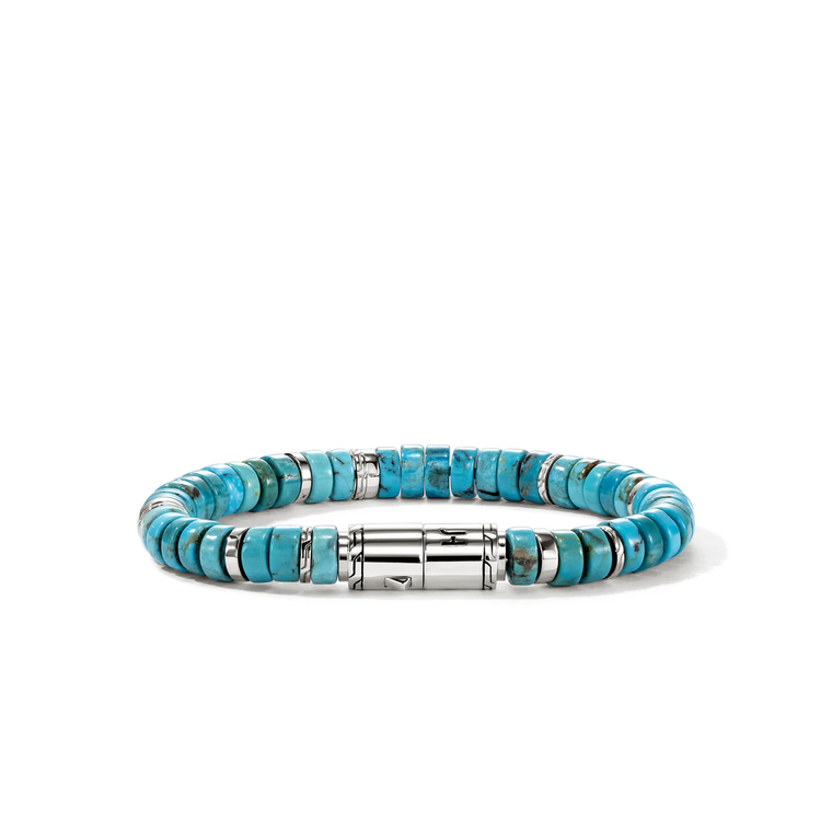 John Hardy Heishi Turquoise Beaded Bracelet 8mm Sterling Silver [BUS290131TQ]