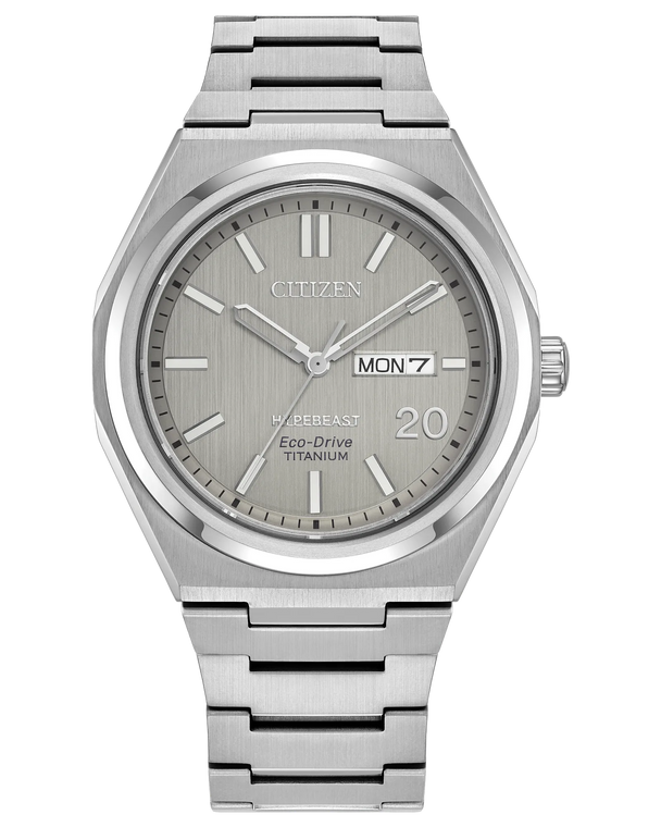 Citizen Zenshin Three-Hand x Hypebeast Limited Edition Eco-Drive Super Titanium 39.5 mm Silver-Tone Dial [AW0138-59A]