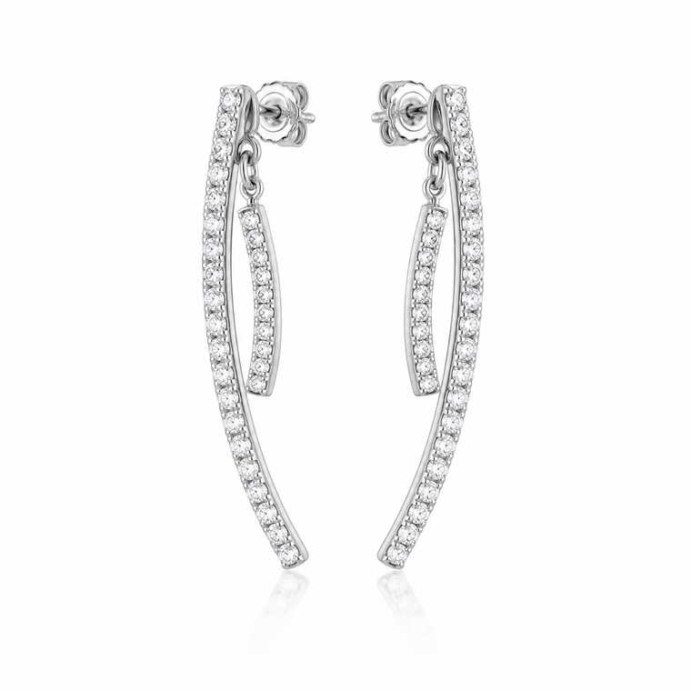 VERA Cascade™ Diamond Drop Earrings 4.27 Carats 14K White Gold