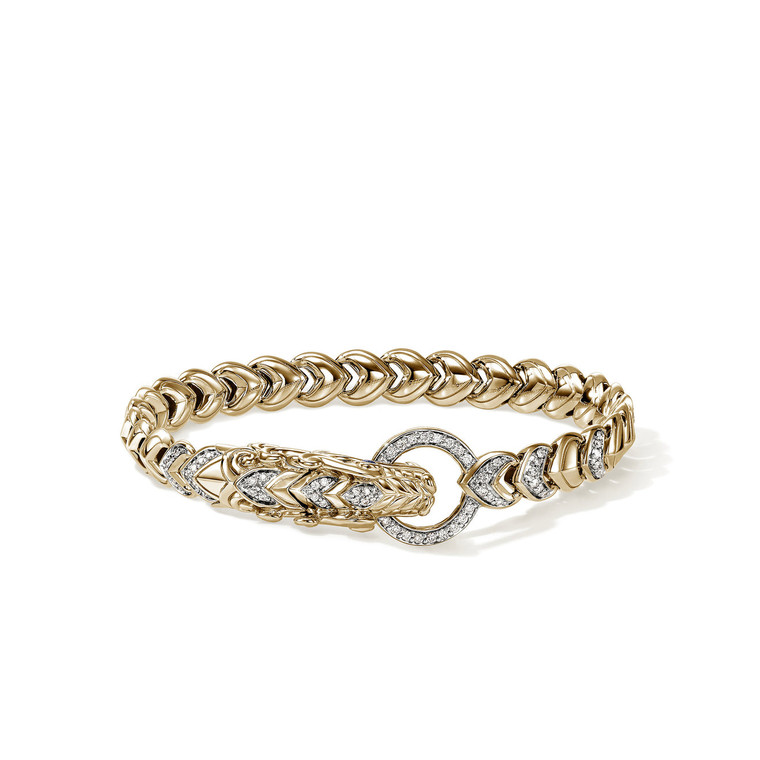 John Hardy Naga Bracelet 14K Yellow Gold with Diamonds 7mm [BGGX602202BSPDI]
