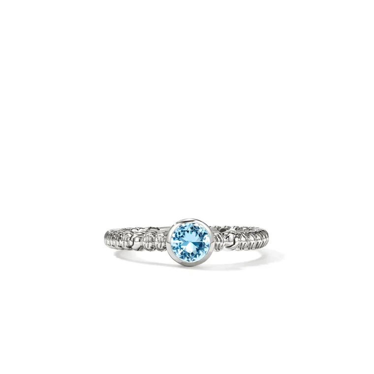 John Hardy Heishi Gem Ring Sterling Silver with Swiss Blue Topaz 2.2mm [RBS430311SBT]