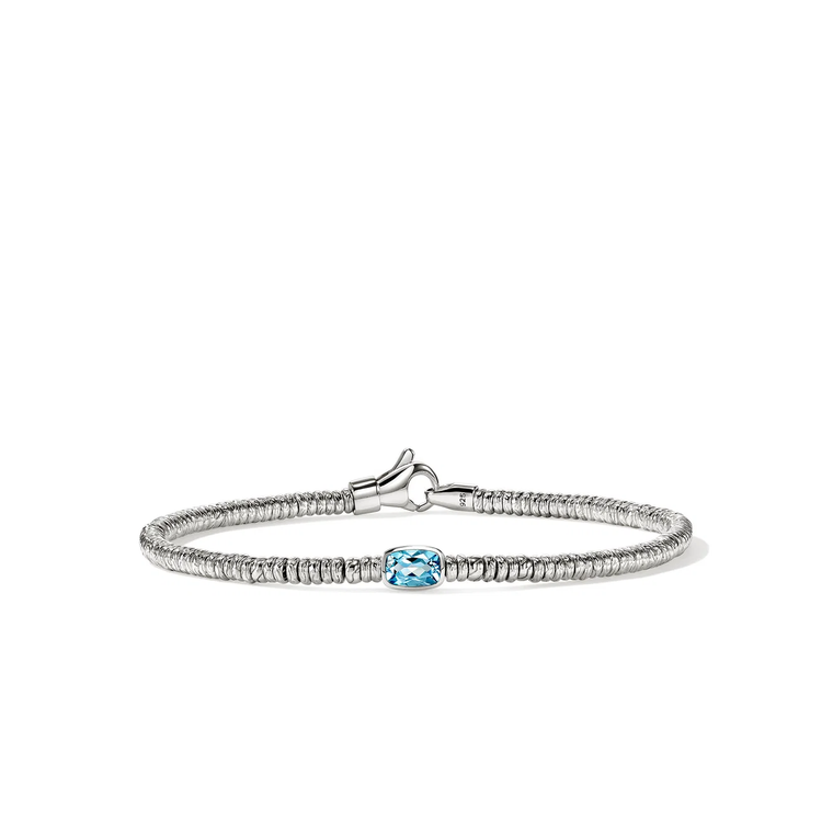 John Hardy Heishi Gem Bracelet Sterling Silver with Swiss Blue Topaz 2.5mm [BUS290151SBT]