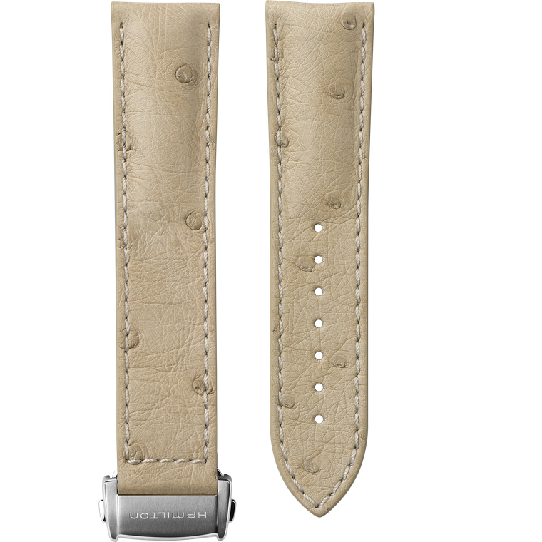22mm Beige Leather Strap for Hamilton Jazzmaster Open Heart Auto H32705842 H6003271131