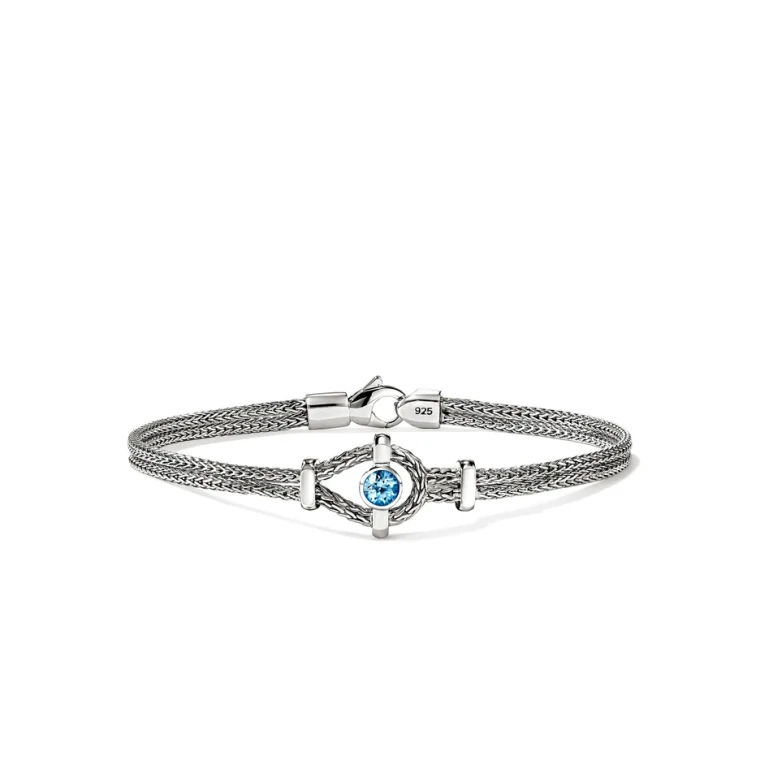 John Hardy Icon Bracelet, Sterling Silver, Swiss Blue Topaz, 3.6MM [BUS973181SBT]