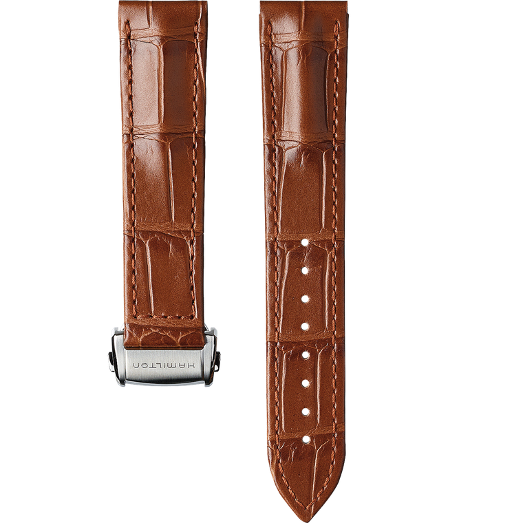 20mm Light Brown Leather Strap for Hamilton Jazzmaster Gent Quartz H32451581 H6003241201