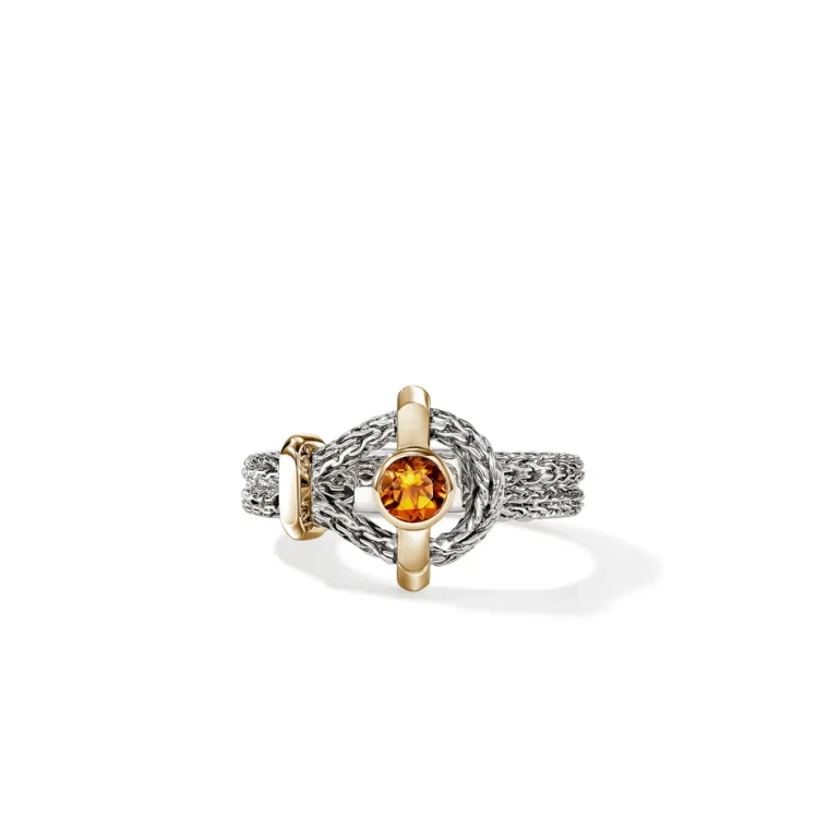 John Hardy Icon Ring, Gold, Sterling Silver, Orange Citrine, 4MM [RZZS973521MCI]