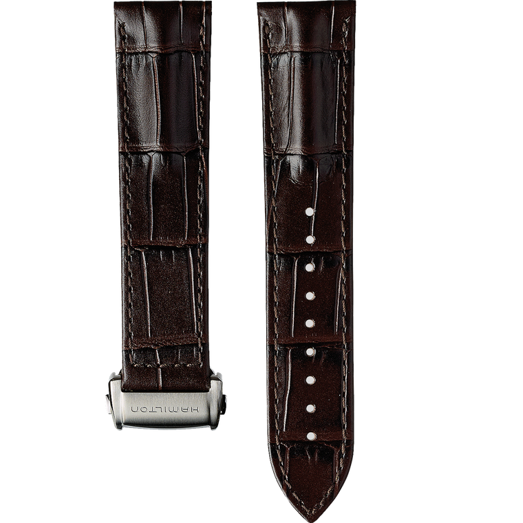 Hamilton H6004251021 22mm brown calf leather strap for Jazzmaster watches

