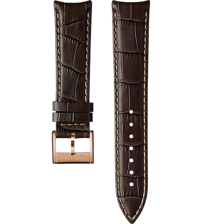 20mm Brown Leather Strap for Hamilton Jazzmaster Thinline Small Second Quartz H6003841031