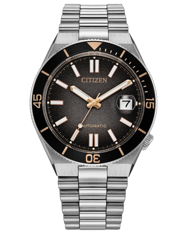 Citizen TSUYOSA Shore “Time Slip” 40 mm Black Dial Automatic Stainless Steel Bracelet [NJ0238-57E]