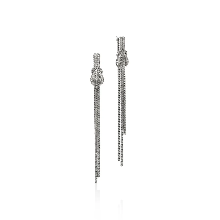 John Hardy Love Knot Drop Earrings in Sterling Silver with 0.44ct Diamonds [EBP9010632DI]