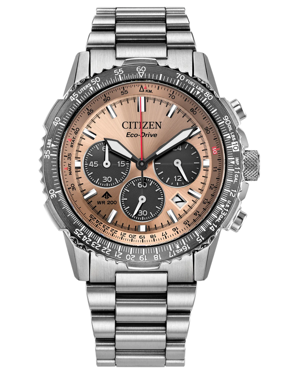 Citizen Promaster Navihawk Eco-Drive Chronograph 40 mm Salmon Dial Bracelet [CA4664-60X]