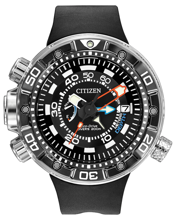 Citizen Promaster Aqualand Eco-Drive Depth Meter 53 mm Black Dial Strap [BN2029-01E]