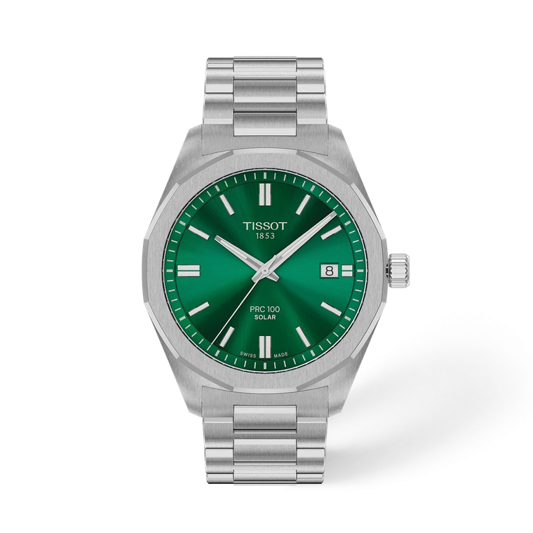 Tissot PRC 100 Solar 39 mm Green Dial Stainless-Steel Bracelet [T151.422.11.091.00]