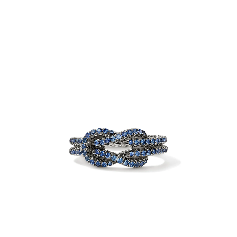 John Hardy Limited Edition Love Knot Ring Sterling Silver & Blue Sapphires 8.5 mm [RBS9010404BSP]