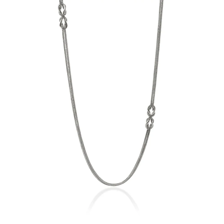 John Hardy Infinite Love Knot Station Necklace in Sterling Silver, 3.6mm [NB97325]