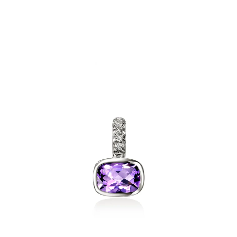John Hardy Heishi Gem Amethyst and Diamond Charm in Sterling Silver [HBS973361AMDI]