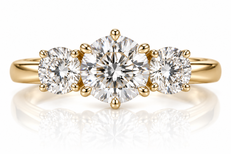 VERA Diamonds 2.00 ctw Three-Stone Round Brilliant Lab-Grown Diamond Ring in 14K Gold [VETR200LGD]