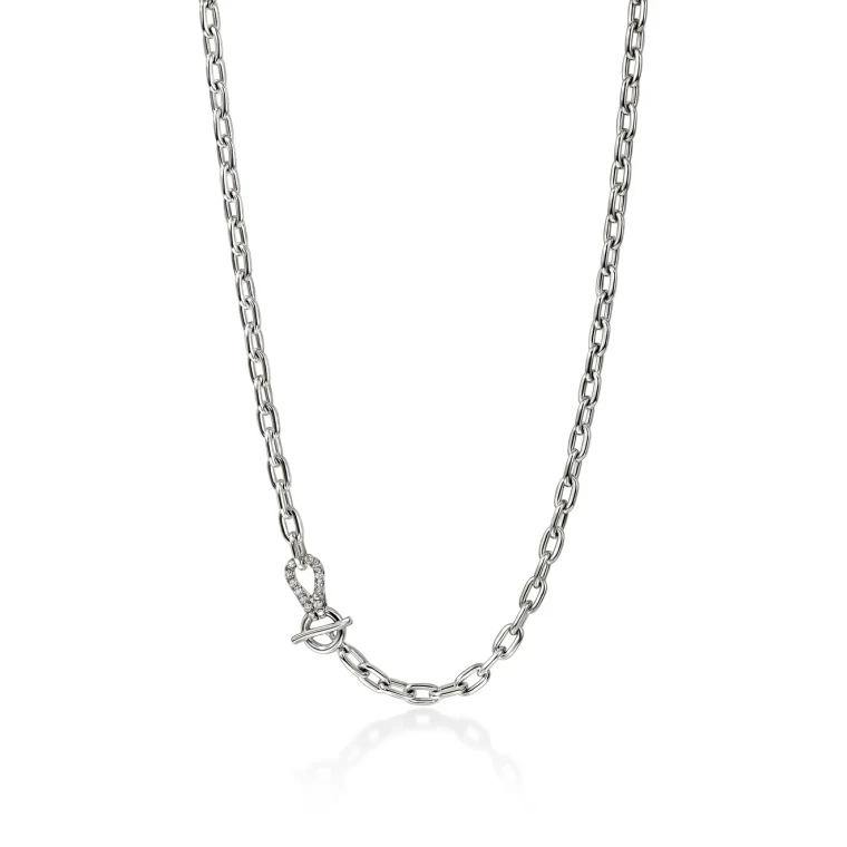 John Hardy Surf Necklace Sterling Silver with 0.44 ct Diamonds 5 mm [NBP895352DI]