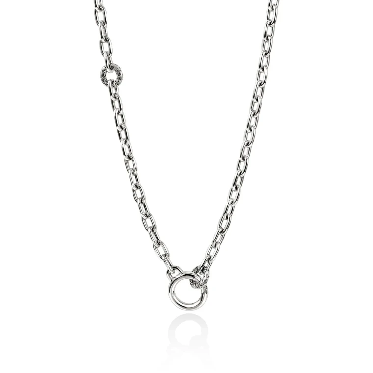 John Hardy Oval Link Charm Ring Necklace Sterling Silver 5 mm [NB97312]