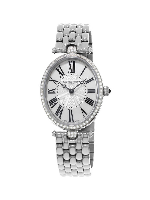 Frederique Constant Classics Art Deco Oval Diamond Bezel 30 × 25 mm Quartz Stainless Steel Bracelet [FC-200MPW2VD6B]