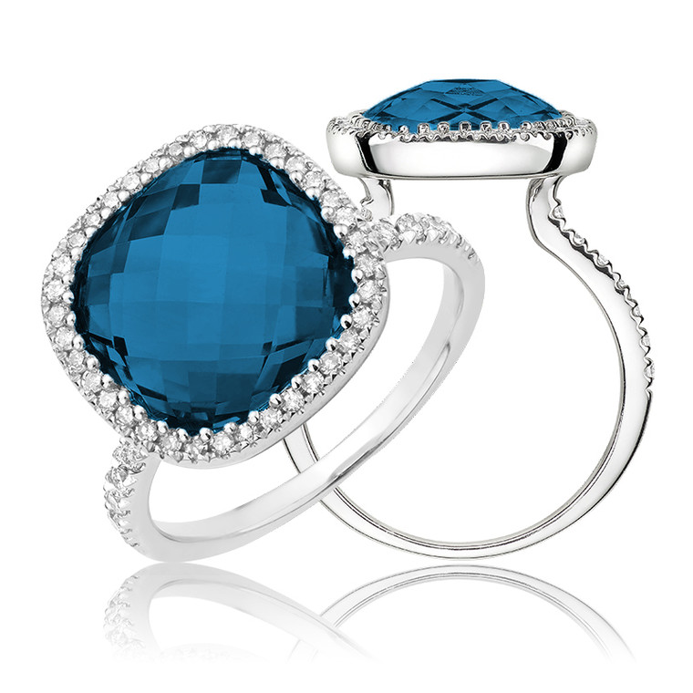 BLUE TOPAZ & DIAMOND RING  #02-04036LBT