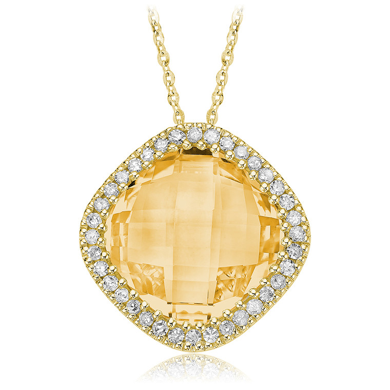 CITRINE & DIAMOND PENDANT  #09-04036YCT