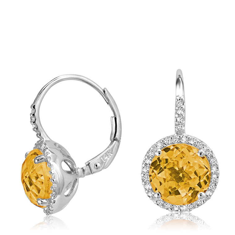 CITRINE & DIAMOND EARRING  #13-0406CT